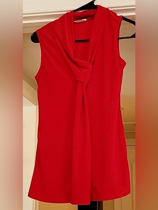 Prospect BLVD Tops - Prospect BLVD Red Tie Neck Blouse Size S Sleeveless Work Office Chic Top